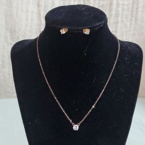 Rose Gold Solitaire Necklace Set